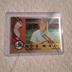 Gold and Green Vintage Baseball Card in Protective Sleeve